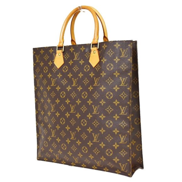 Authentic LOUIS VUITTON Sac Plat Hand Bag Monogram Leather Brown France - Picture 3 of 10